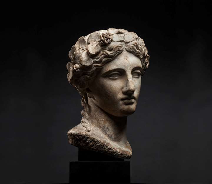 Head of Dionysus Crowned with Ivy Wreath